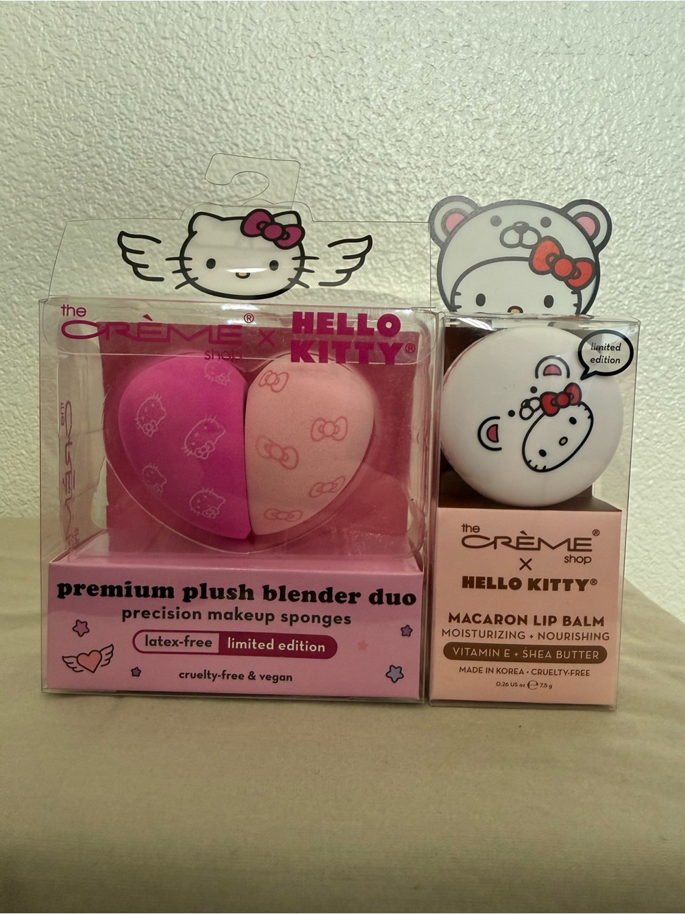 The Crème Shop x Hello Kitty Plush Blender Duo & Macaron Lip Balm - Pink